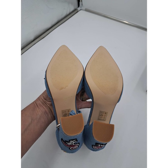 READ Cape Robbin Boho Western Denim Patches block high heel pointy toe Shoes 8 - Picture 4 of 10